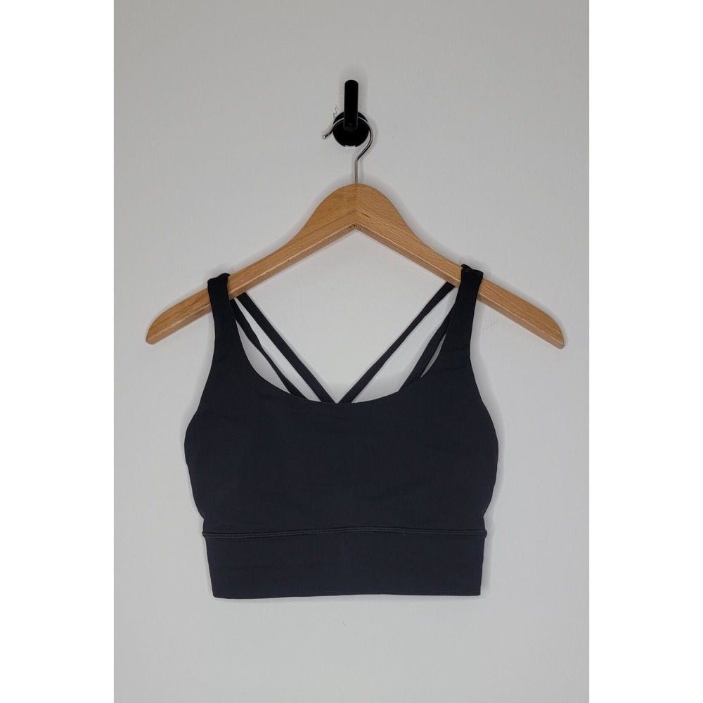 Lululemon Energy Bra Longline Solid Black Women's Size 6